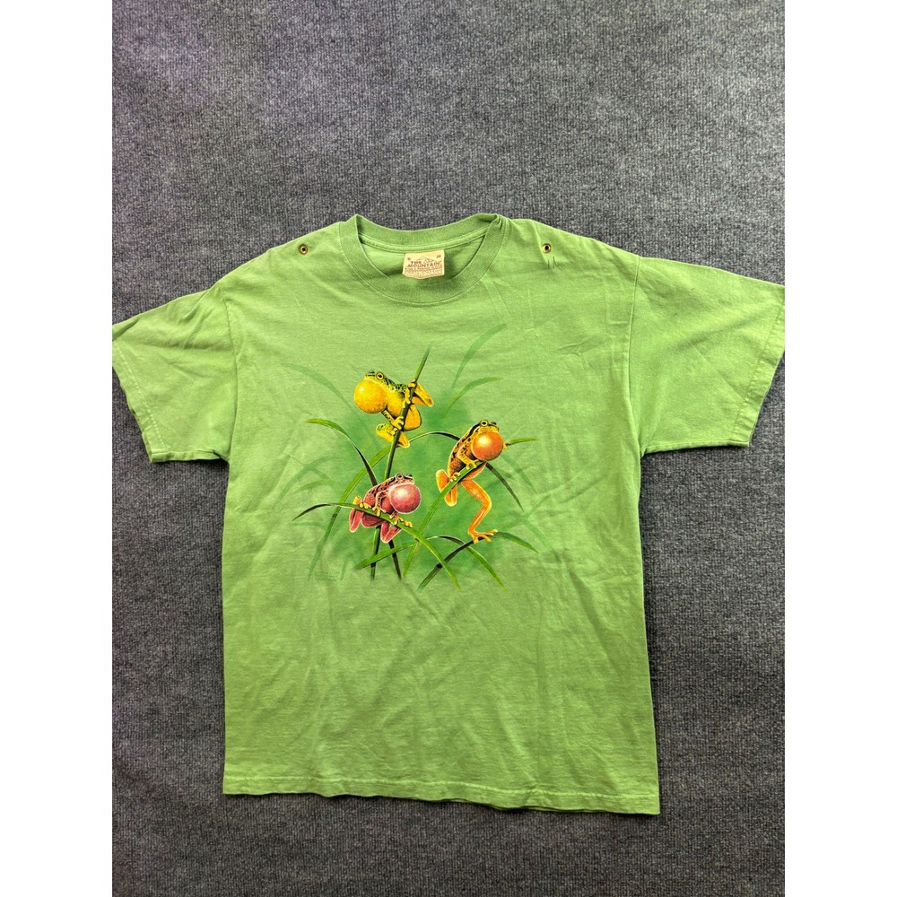 The Mountain Graphic Tee Mens M Green Tree Frogs David Wenzel Nature Art